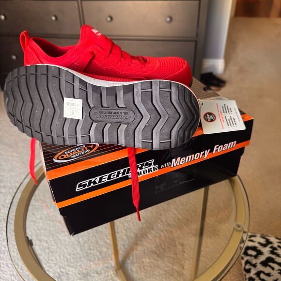 Skechers Work BULKLIN BALRAN Comp Toe Shoes – Women’s Size 9 Red Slip Resistant - Picture 5 of 8